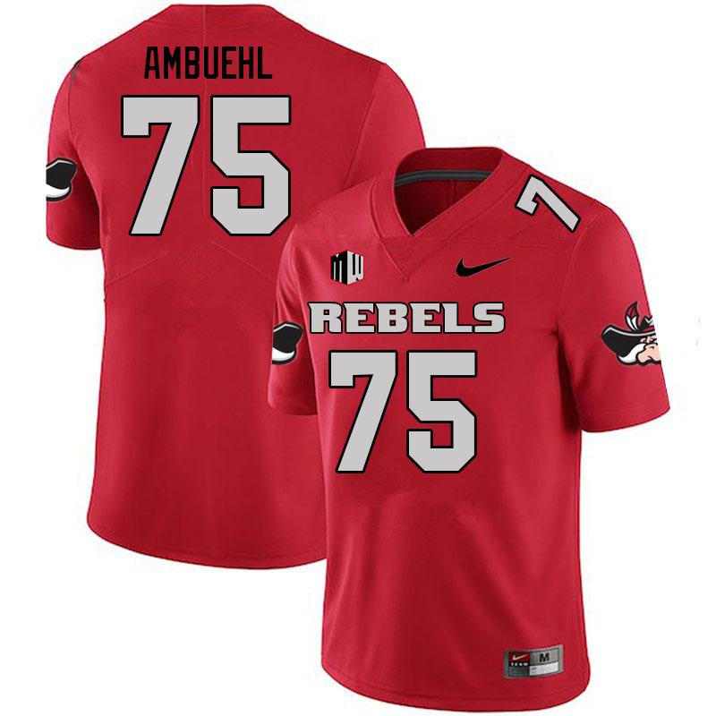 Men #75 Anton Ambuehl UNLV Rebels College Football Jerseys Sale-Scarlet